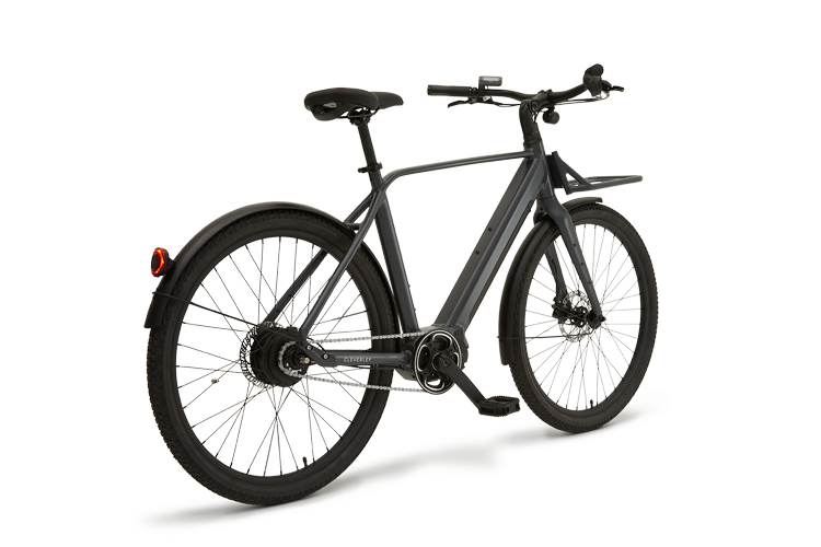 Cleverley Commuter C - Rear Angle - Mid-drive mens ebike dark grey