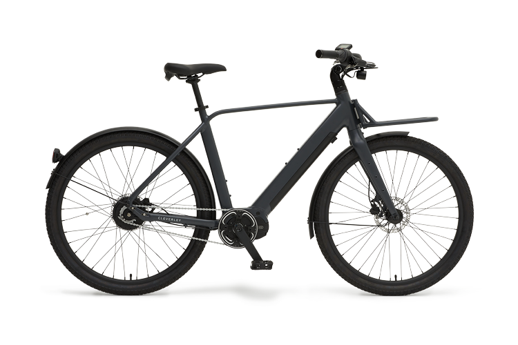 Cleverley Commuter C - Side Angle - Mid-drive mens ebike dark grey