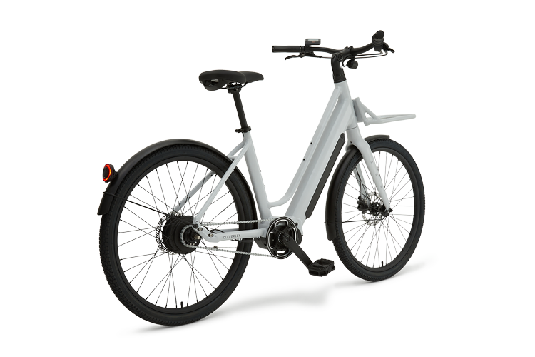 Cleverley Commuter S - Back Angle - Mid-drive Step-through ebike white grey